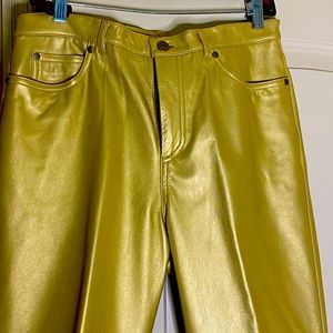 Gold leather pants